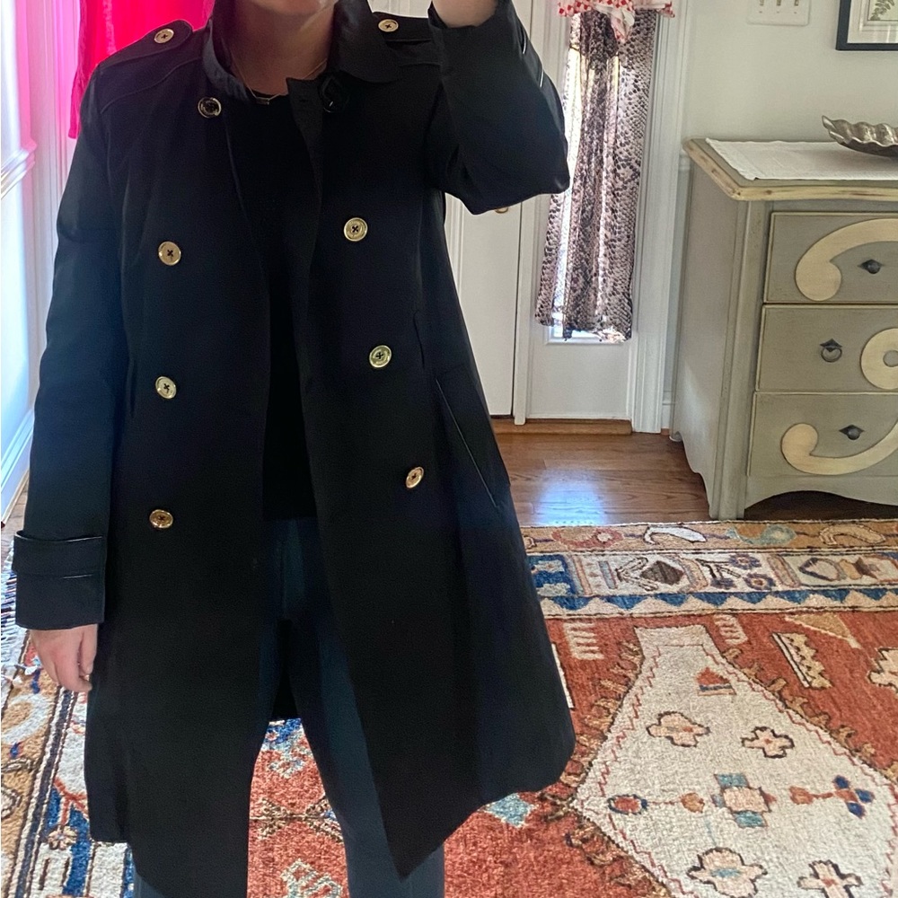 Michael Kors Black Trench Coat with Wrap Belt